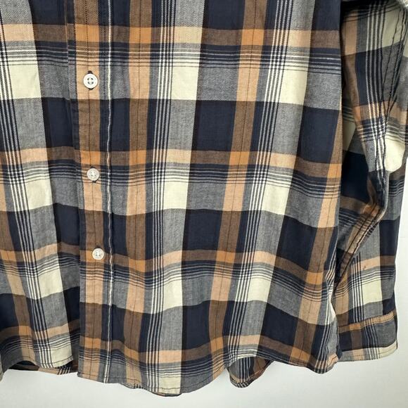 Wrangler Mens Flex For Comfort Button-Up Long Sleeve Brown/Grey Plaid Shirt XL - Picture 5 of 10